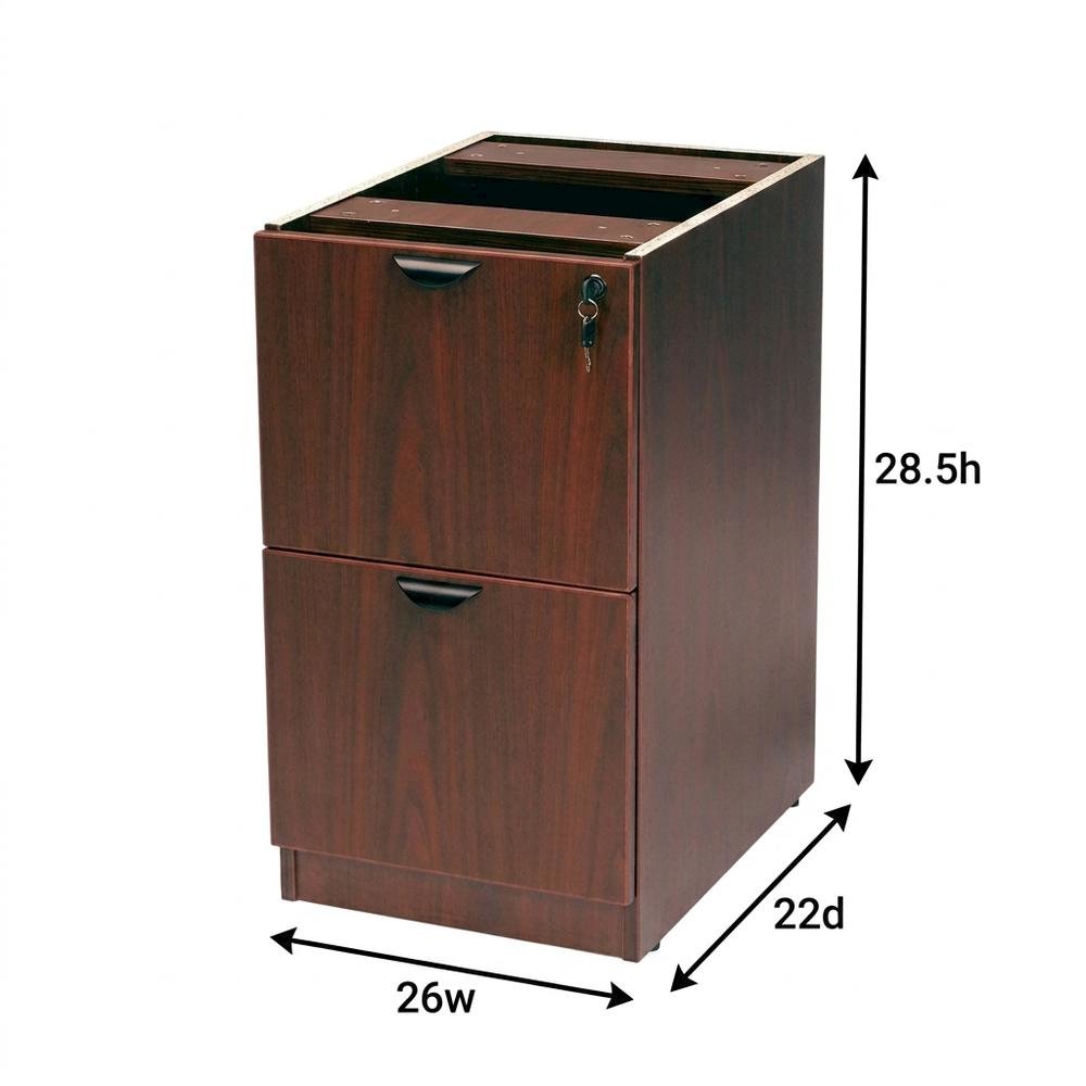 Mahogany Full Pedestal File Cabinet with File-over-File Storage Drawers
