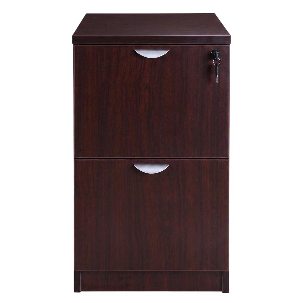 Mahogany Full Pedestal File Cabinet with File-over-File Storage Drawers