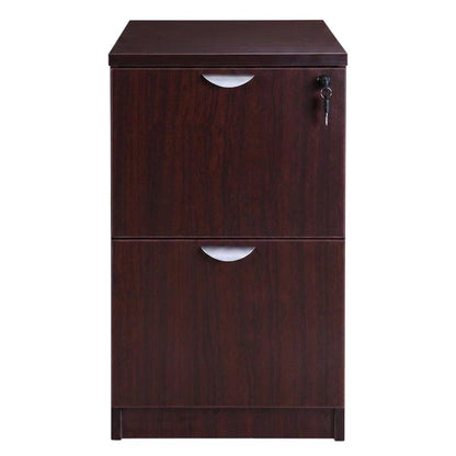Mahogany Full Pedestal File Cabinet with File-over-File Storage Drawers