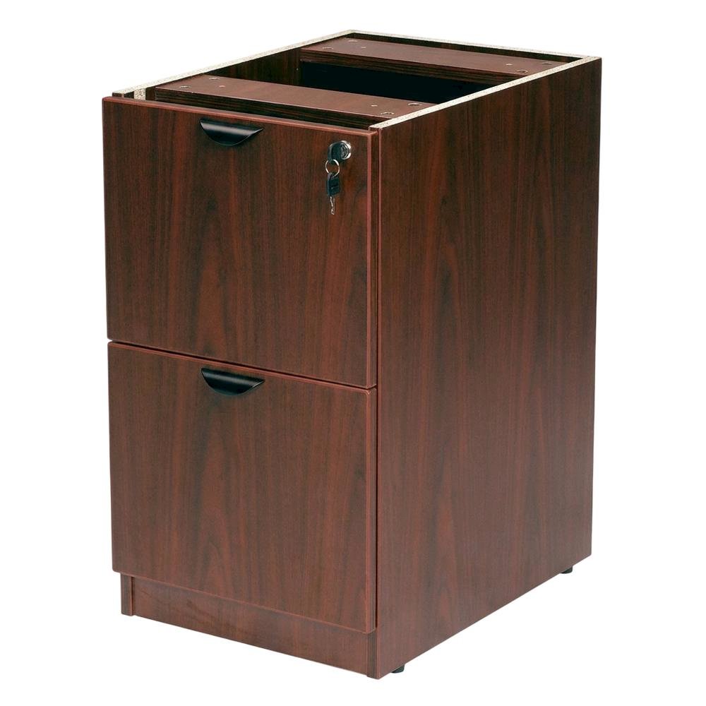 Mahogany Full Pedestal File Cabinet with File-over-File Storage Drawers