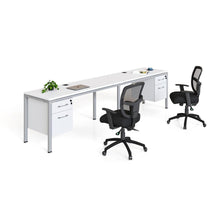 Boss Hanging Pedestal 2-Desk Unit - 11 ft x 24" x 29.5" - Finish: White