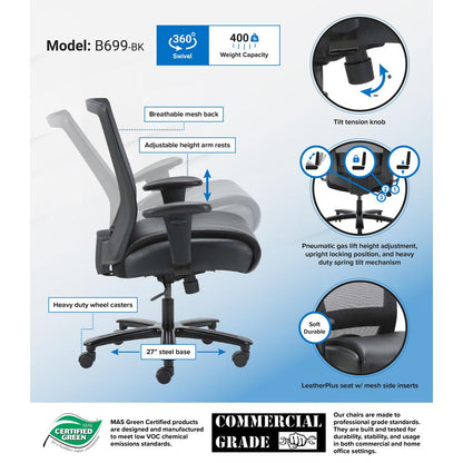 Boss Mesh Heavy Duty Chair, 400 lb weight capacity