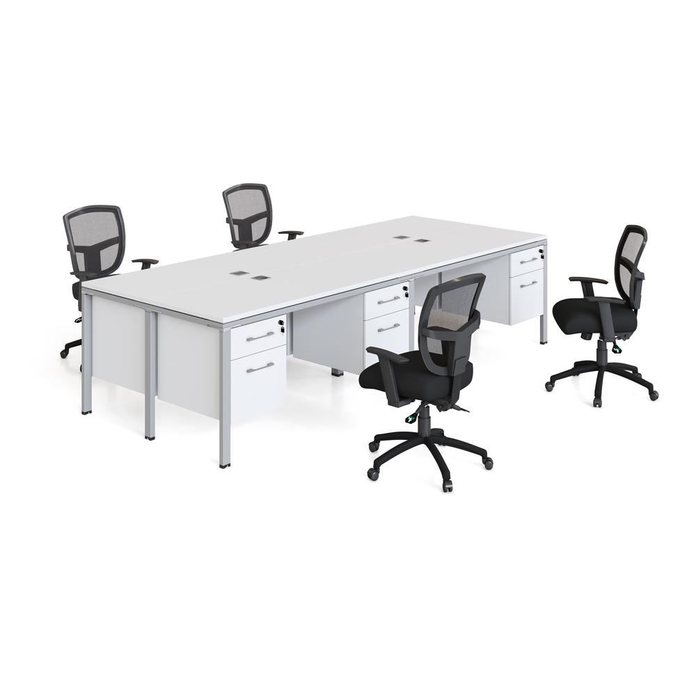 Boss Simple System 4-unit Desk - 96" x 48" x 29.5" - Finish: White