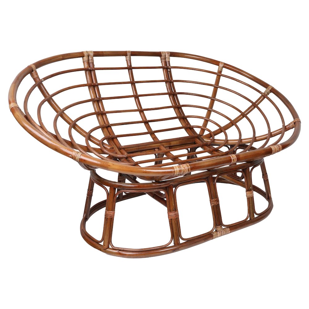 Rattan Double Papasan  Chair with Microsuede Cushion