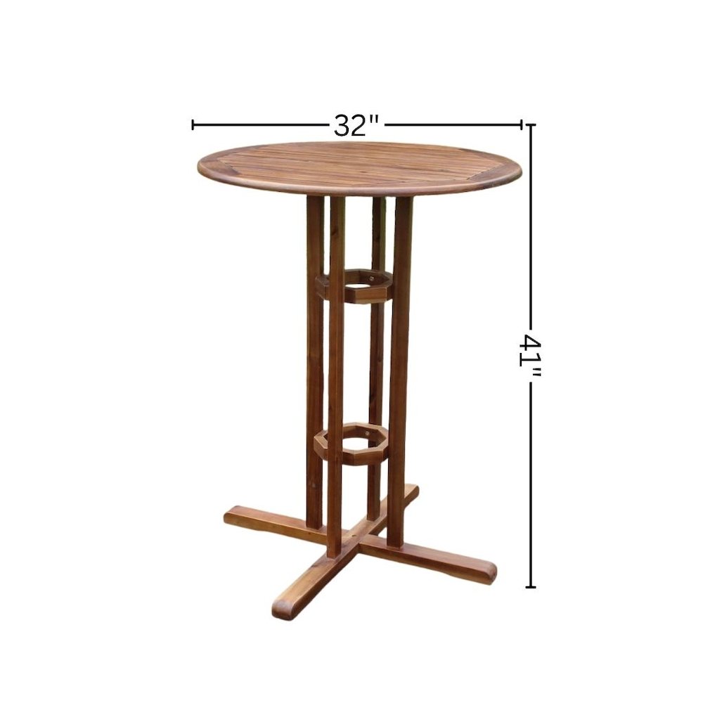 Bar-Height Bistro Table, Acacia Wood, Square Outdoor Stool Table, Brown