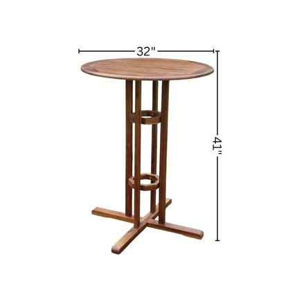 Bar-Height Bistro Table, Acacia Wood, Square Outdoor Stool Table, Brown