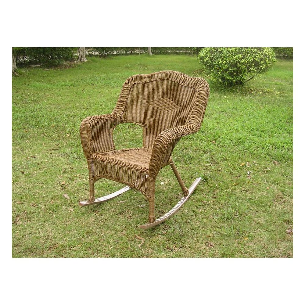 Resin Wicker Camel Back Rocking Chairs (Set of Two)