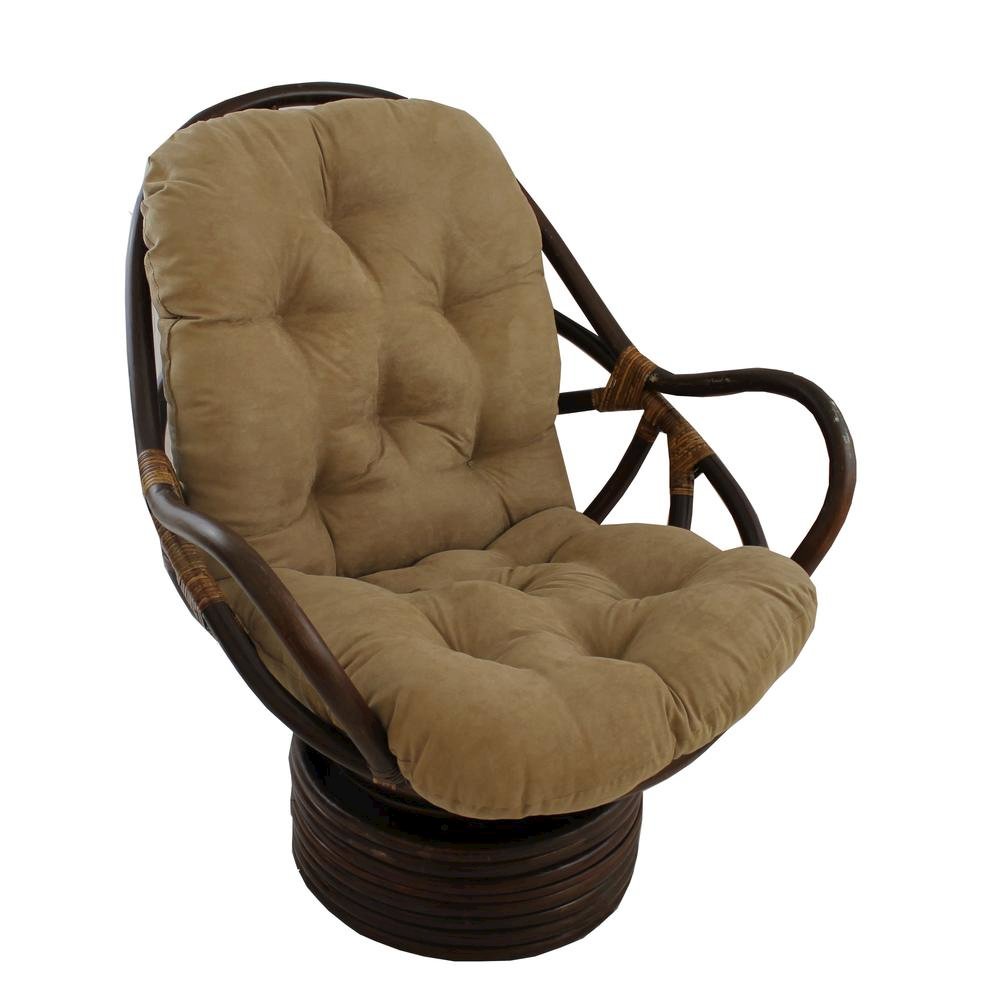 Swivel Rocker, Brown Rattan and Java Micro Suede Cushion, Smooth Glider