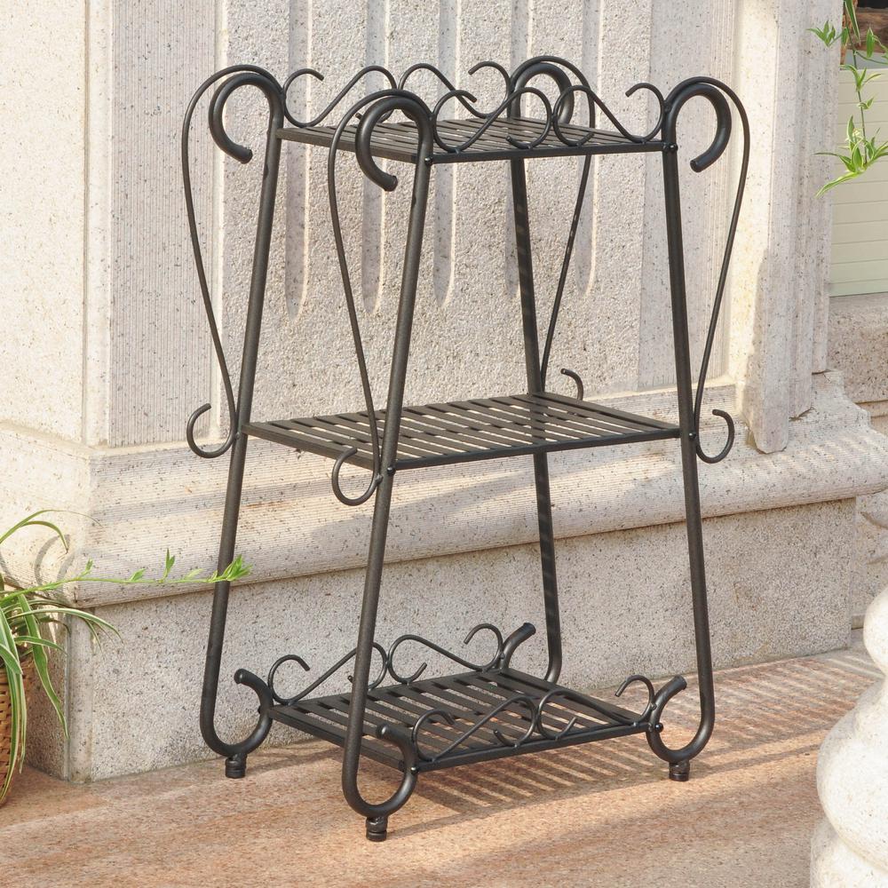 Santa Fe Iron Nailhead 3-Tier Plant/Utility Shelf