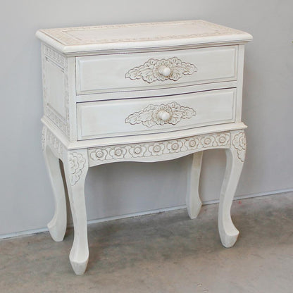 Carved Wood Two Drawer Table