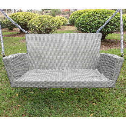Resin Wicker/ Steel Contemporary Hanging Loveseat Swing, Weathered Grey