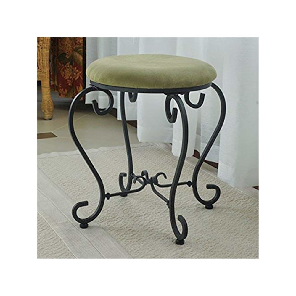 Round Iron Vanity Stool with Cushion
