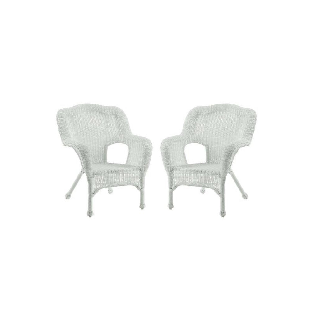 Camelback Resin Wicker Patio Chairs, White (Set of 2)