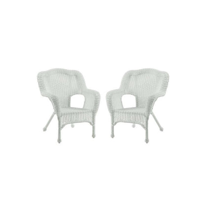 Camelback Resin Wicker Patio Chairs, White (Set of 2)