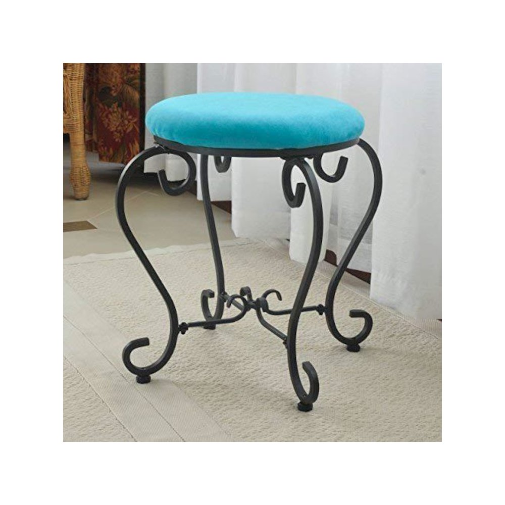 Round Iron Vanity Stool with Cushion
