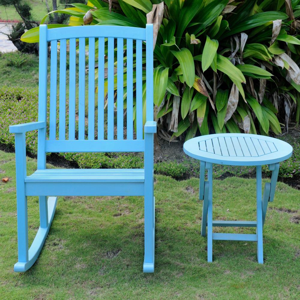 Nicosia Acacia Wood Rocker and Side Table