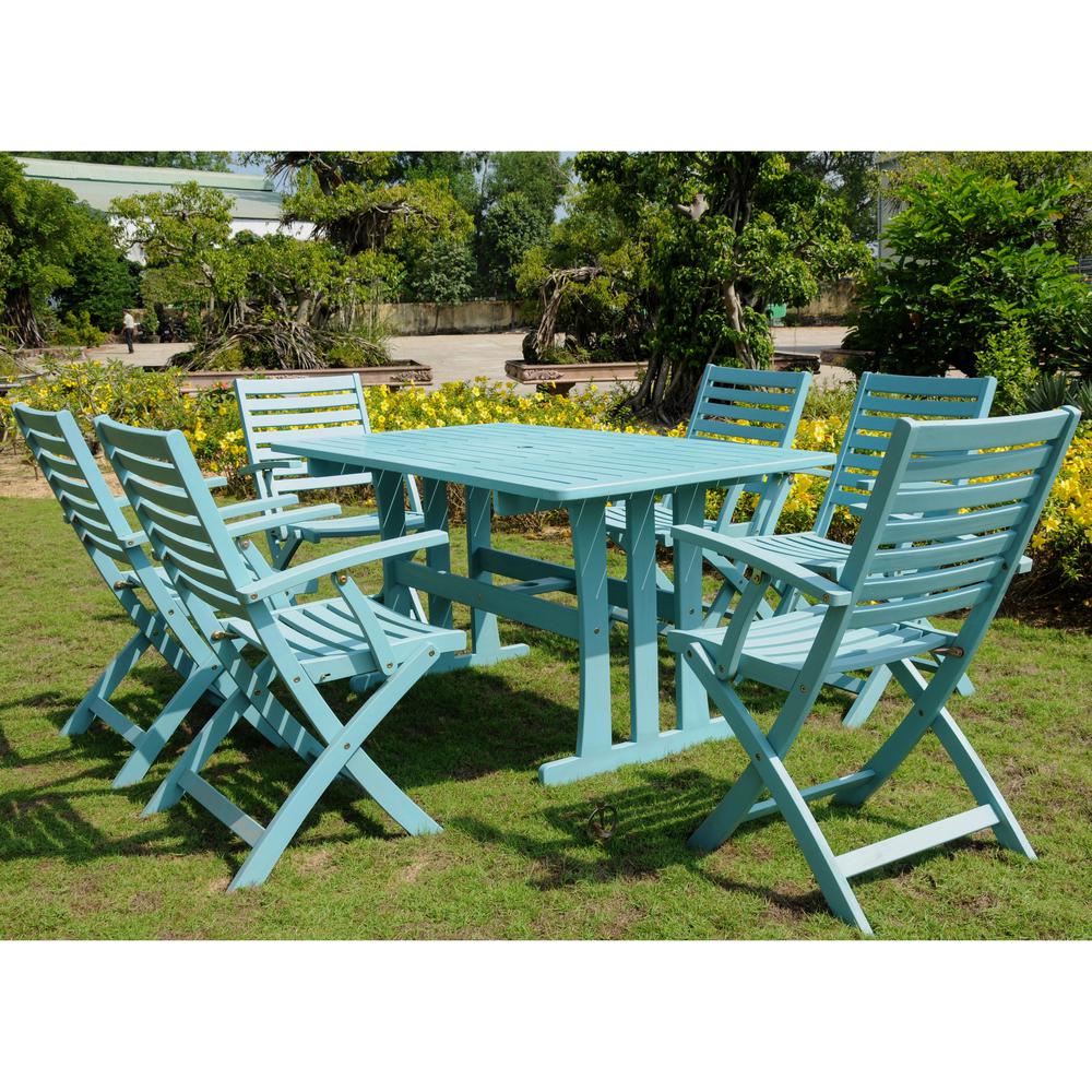Sciacca Acacia Wood Seven Piece Dining Group