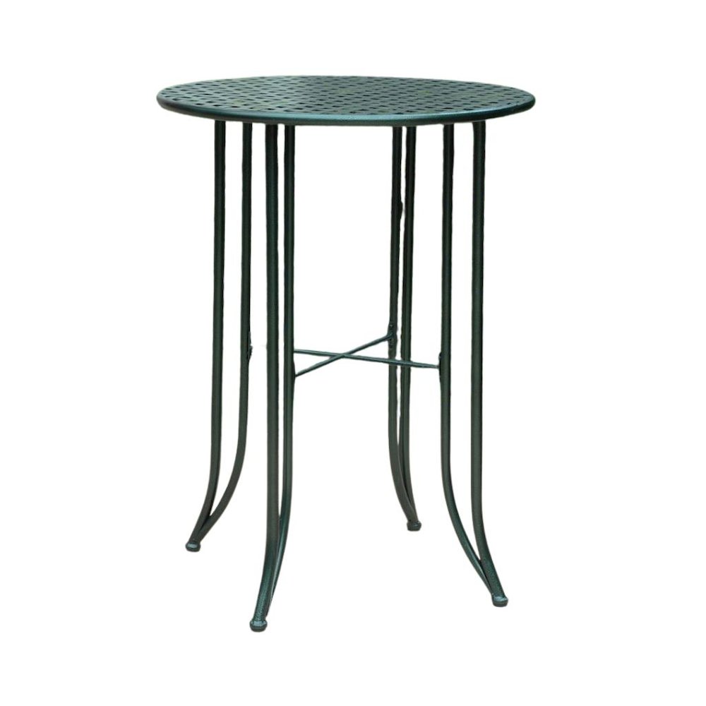 Bar Height Round Table, Green Iron with Intricate Detail, Durable Patio