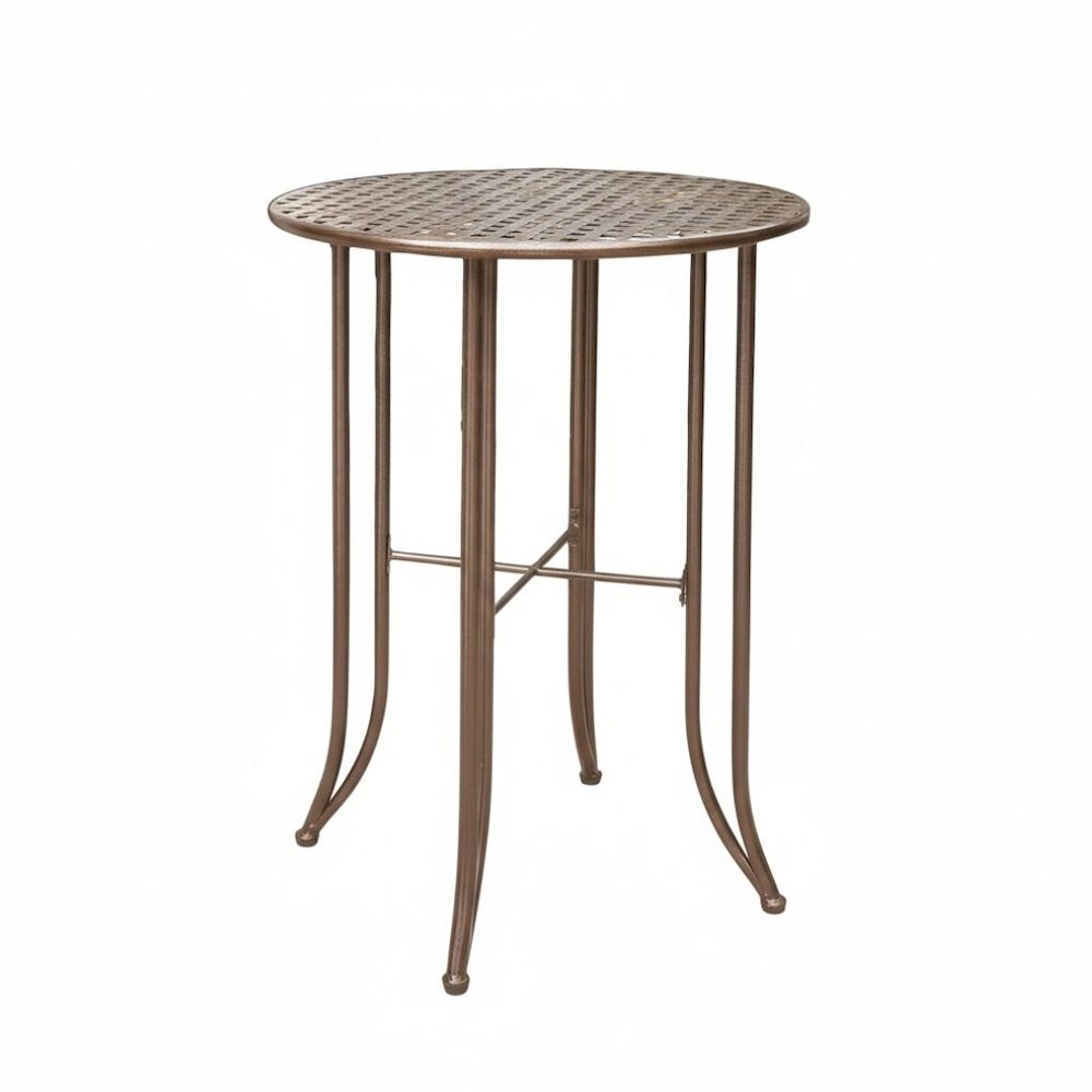 Bar Height Round Table, Bronze Iron with Intricate Detail, Durable Outdoor Patio