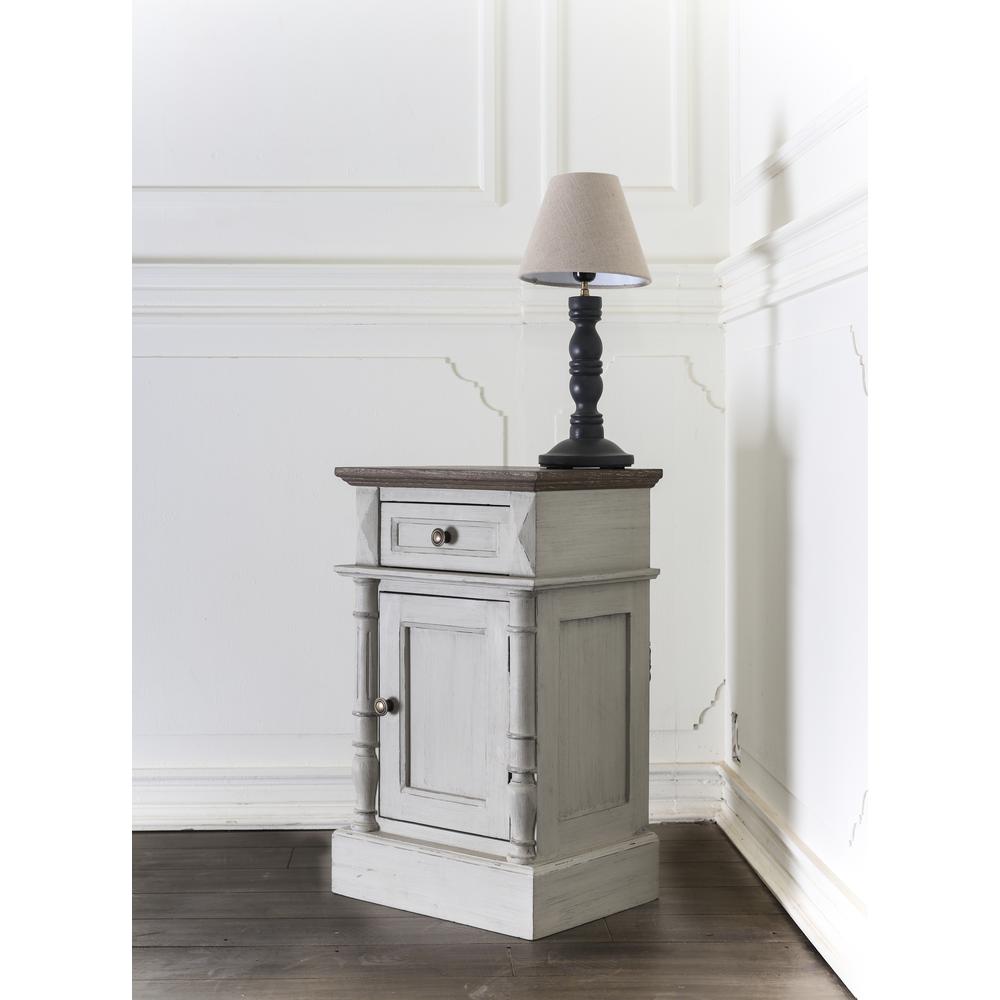 Ashbury One-Drawer/One-Door Lamp Table Antique Grey