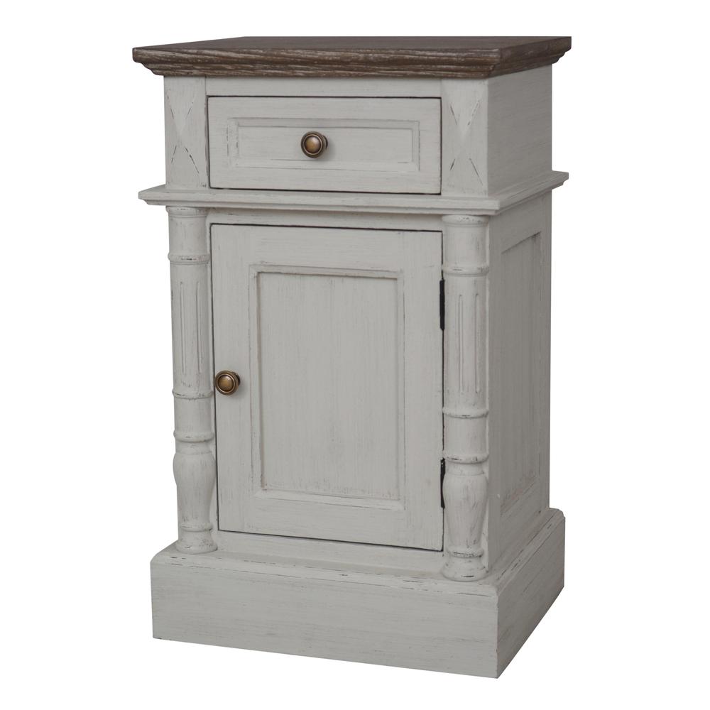 Ashbury One-Drawer/One-Door Lamp Table Antique Grey