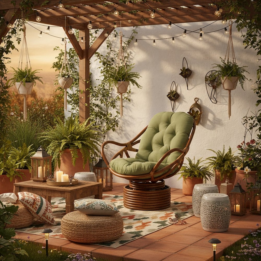 Swivel Rocker, Brown Rattan and Micro Suede Cushion, Sage Plush Seating