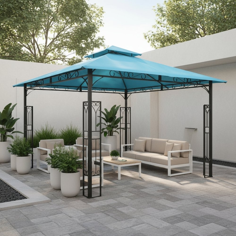 Replacement Canopy in Aqua Blue Polyester, 10 ft. Vented Gazebo Top