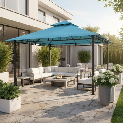 Replacement Canopy in Aqua Blue Polyester, 10 ft. Vented Gazebo Top