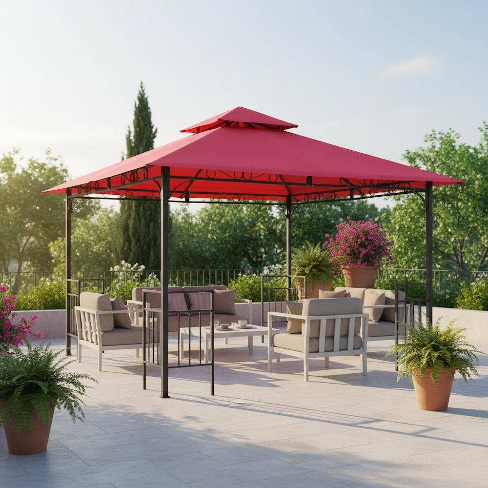 Replacement Canopy, Pink Polyester Fabric, 10-Foot Vented Gazebo Top
