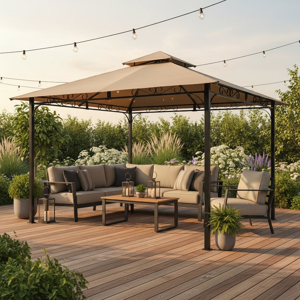 Replacement Canopy, Khaki Polyester Fabric, 10 ft. Vented Gazebo Top
