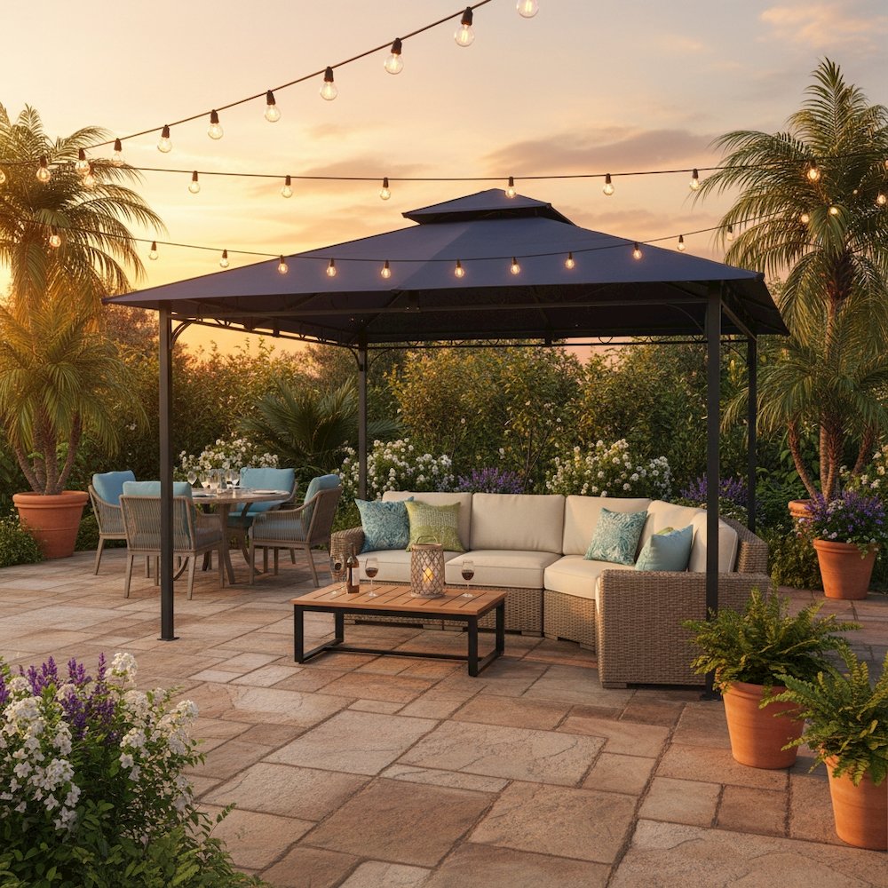 Replacement Canopy, Navy Blue Polyester Fabric, 10 ft. Vented Gazebo Top