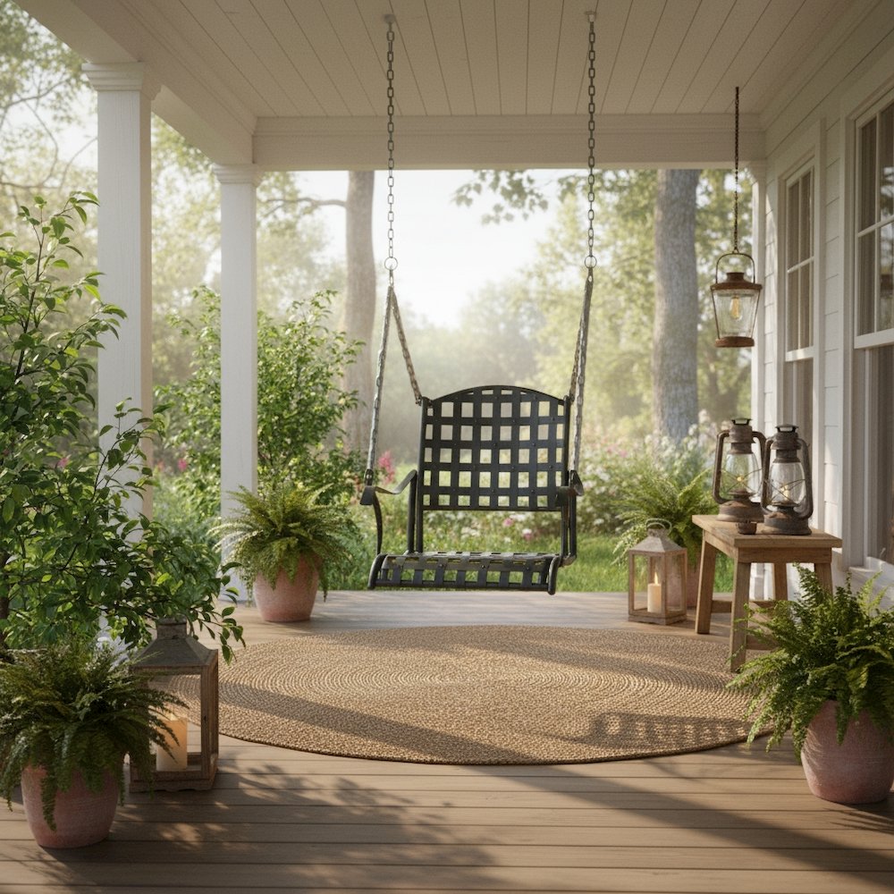 Single Swing, Black Iron, Durable All-Weather Patio Hanging Seat
