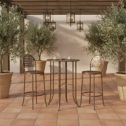 Bar Height Round Table, Bronze Iron with Intricate Detail, Durable Outdoor Patio