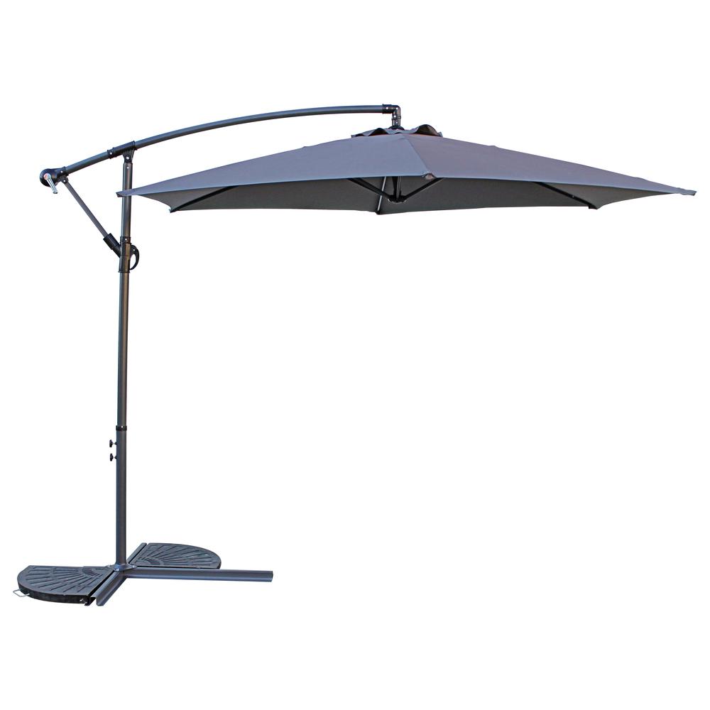 St. Kitts 10 Foot Cantilever Crank Umbrella, Grey