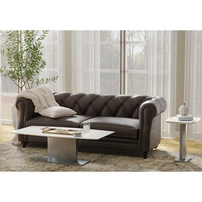 Coffee Table W/ White Marble Top And Stainless Steel Base
