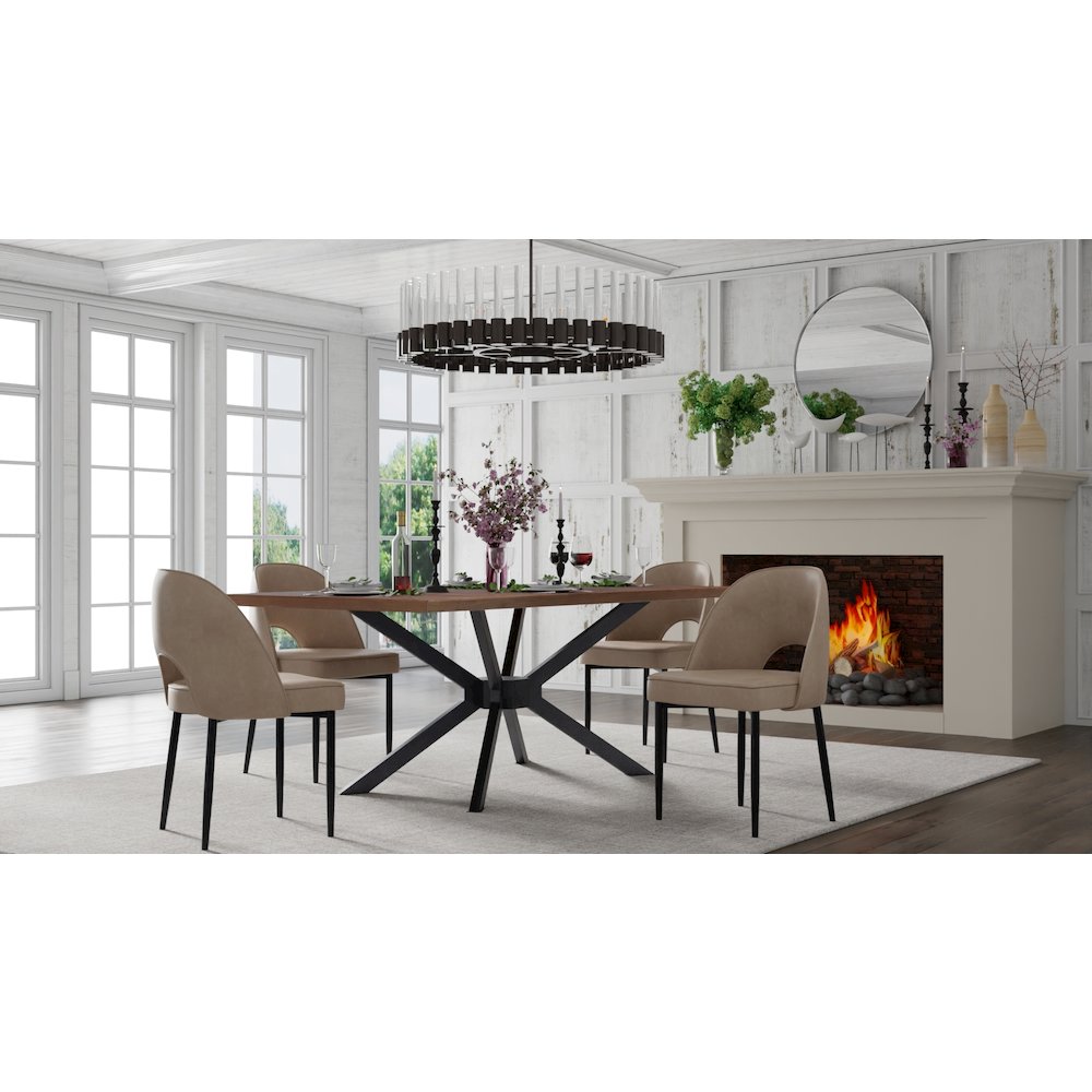 Contemporary Black Walnut Veneer Top Dining Table