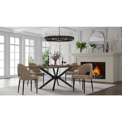 Contemporary Black Walnut Veneer Top Dining Table