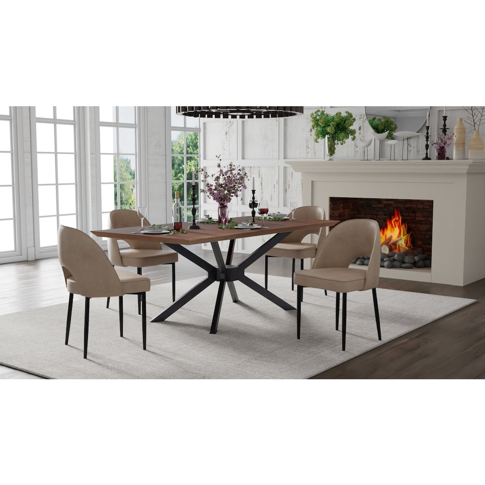 Contemporary Black Walnut Veneer Top Dining Table