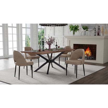 Contemporary Black Walnut Veneer Top Dining Table
