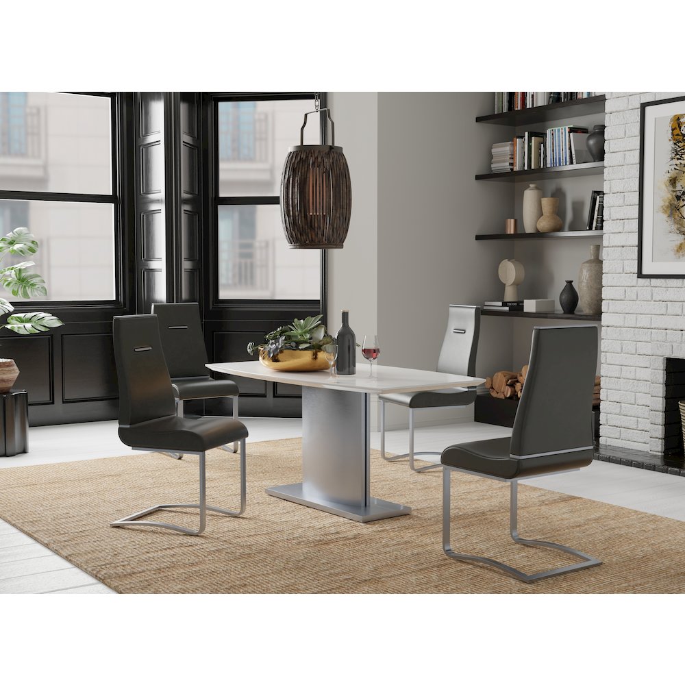 63"X40"X30"Marble Top D.Table With Stainless Steel Base