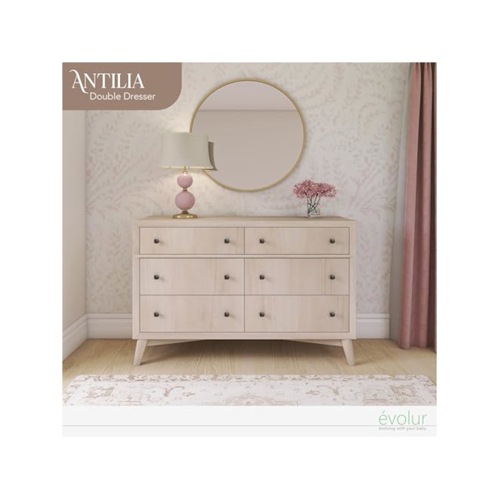 Evolur Loft Antilia Mid-Century Double Dresser, 931-SANDO