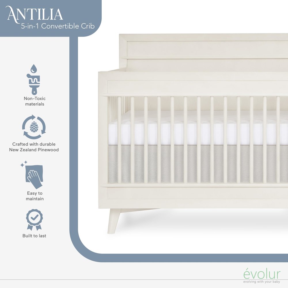 Evolur Loft Antilia Mid-Century 4-in1 Crib, 930-VB