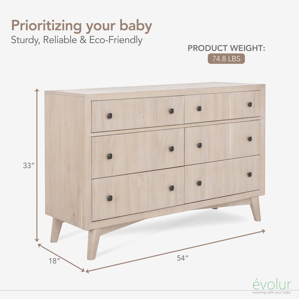 Evolur Loft Antilia Mid-Century Double Dresser, 931-SANDO