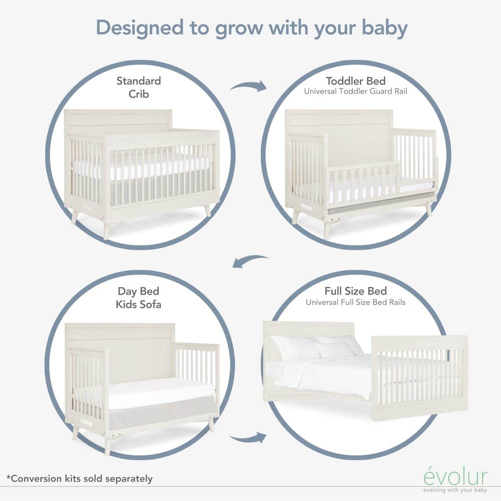 Evolur Loft Antilia Mid-Century 4-in1 Crib, 930-VB