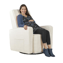 Evolur Holland Upholstered Swivel Glider And Ottoman | Rocker I Included Ottoman And Bonus Lumbar Pillow I Modern Design, 613-THUNDER