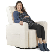 Evolur Holland Upholstered Swivel Glider And Ottoman | Rocker I Included Ottoman And Bonus Lumbar Pillow I Modern Design, 613-THUNDER
