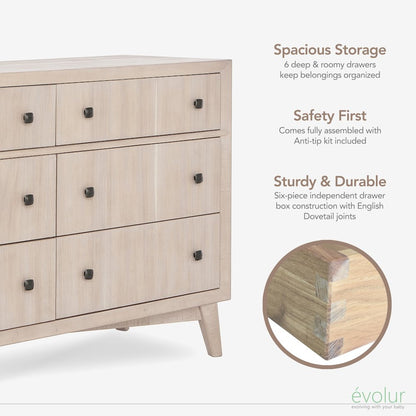 Evolur Loft Antilia Mid-Century Double Dresser, 931-SANDO