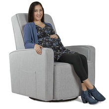 Evolur Holland Upholstered Swivel Glider And Ottoman | Rocker I Included Ottoman And Bonus Lumbar Pillow I Modern Design, 613-LTGRY