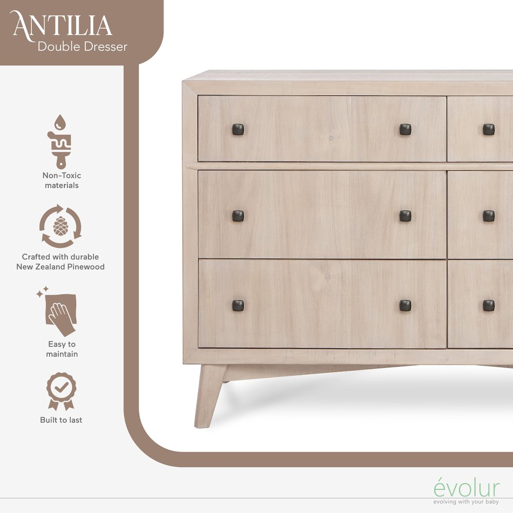 Evolur Loft Antilia Mid-Century Double Dresser, 931-SANDO