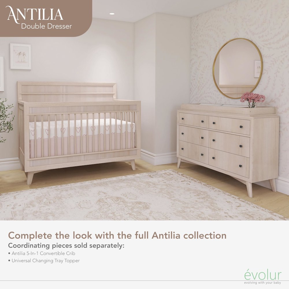 Evolur Loft Antilia Mid-Century Double Dresser, 931-SANDO